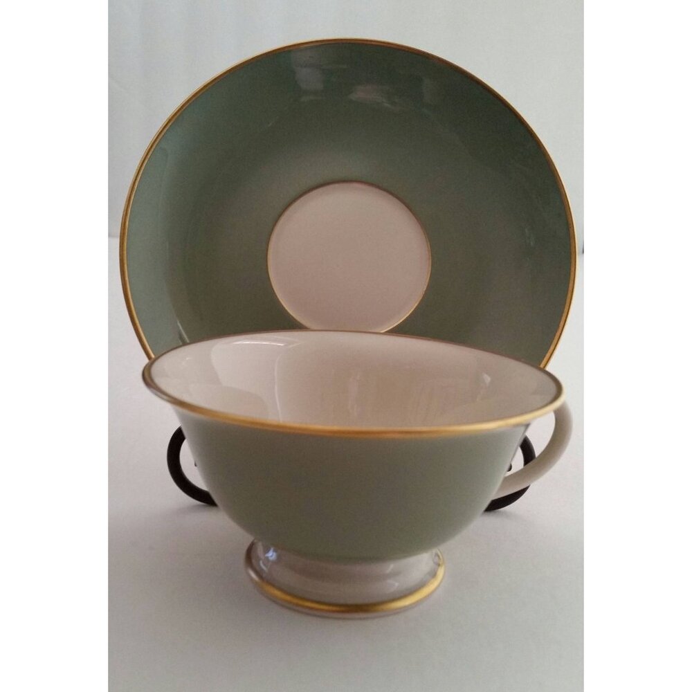 Vintage Franciscan Palomar Jasper Green Tea Cup and Saucer Set 1948 - 1958